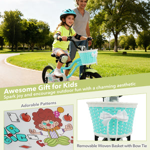 12/14/16 Inch Kids Bike with Training Wheels and Basket Green Color-16