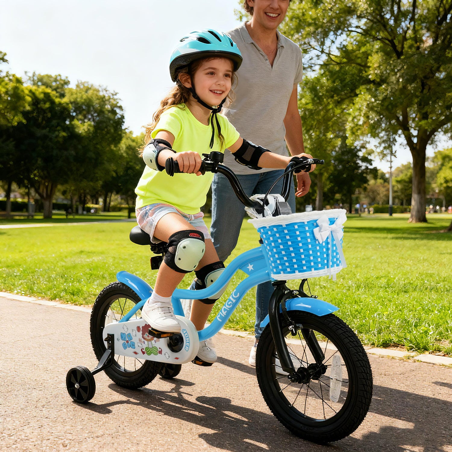 12/14/16 Inch Kids Bike with Training Wheels and Basket Navy Color-14