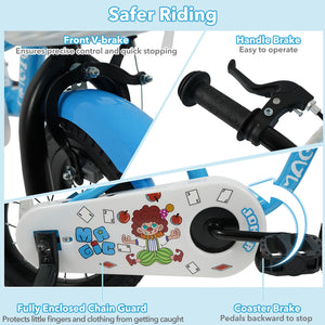 12/14/16 Inch Kids Bike with Training Wheels and Basket Navy Color-14