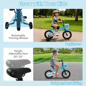 12/14/16 Inch Kids Bike with Training Wheels and Basket Navy Color-14