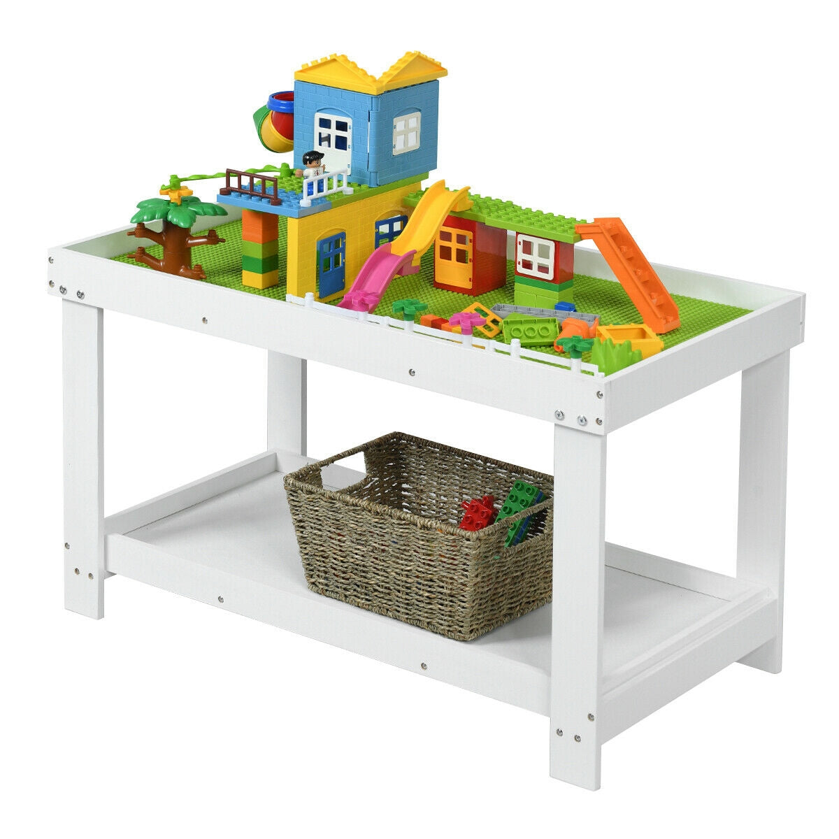 Solid Multifunctional Wood Kids Activity Play Table-Dark Brown