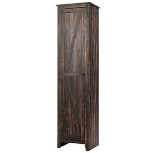 Linen Tower Bathroom Storage Cabinet Tall Slim Side Organizer with Shelf-Black