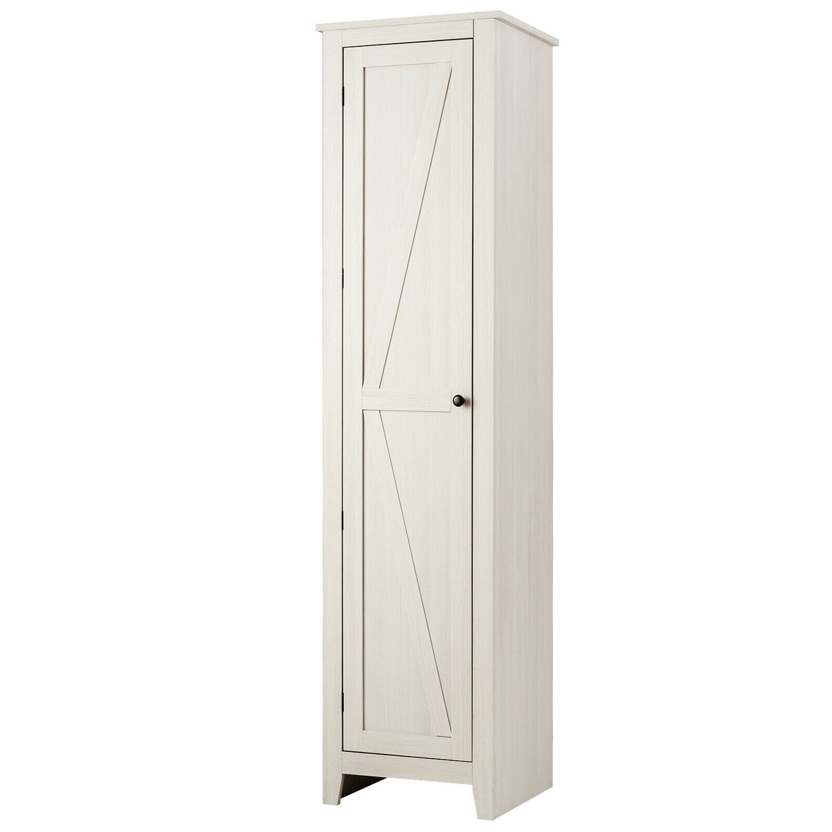 Linen Tower Bathroom Storage Cabinet Tall Slim Side Organizer with Shelf-Black