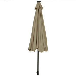 10' Solar LED Lighted Patio Market Umbrella Shade Tilt Adjustment Crank-Tan by DirectDeals