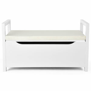 34.5 Ã—15.5 Ã—19.5 Inch Shoe Storage Bench with Cushion Seat for Entryway-White