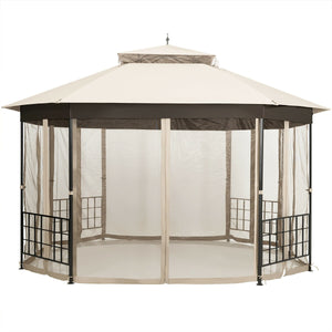10 ™x 12 ™ Octagonal Patio Gazebo-Brown