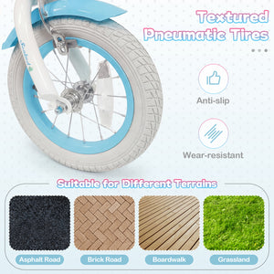 12-20 Inch Kids Bike Adjustable with Basket and Streamers Blue - Princess of the Sea Theme-12 Inch