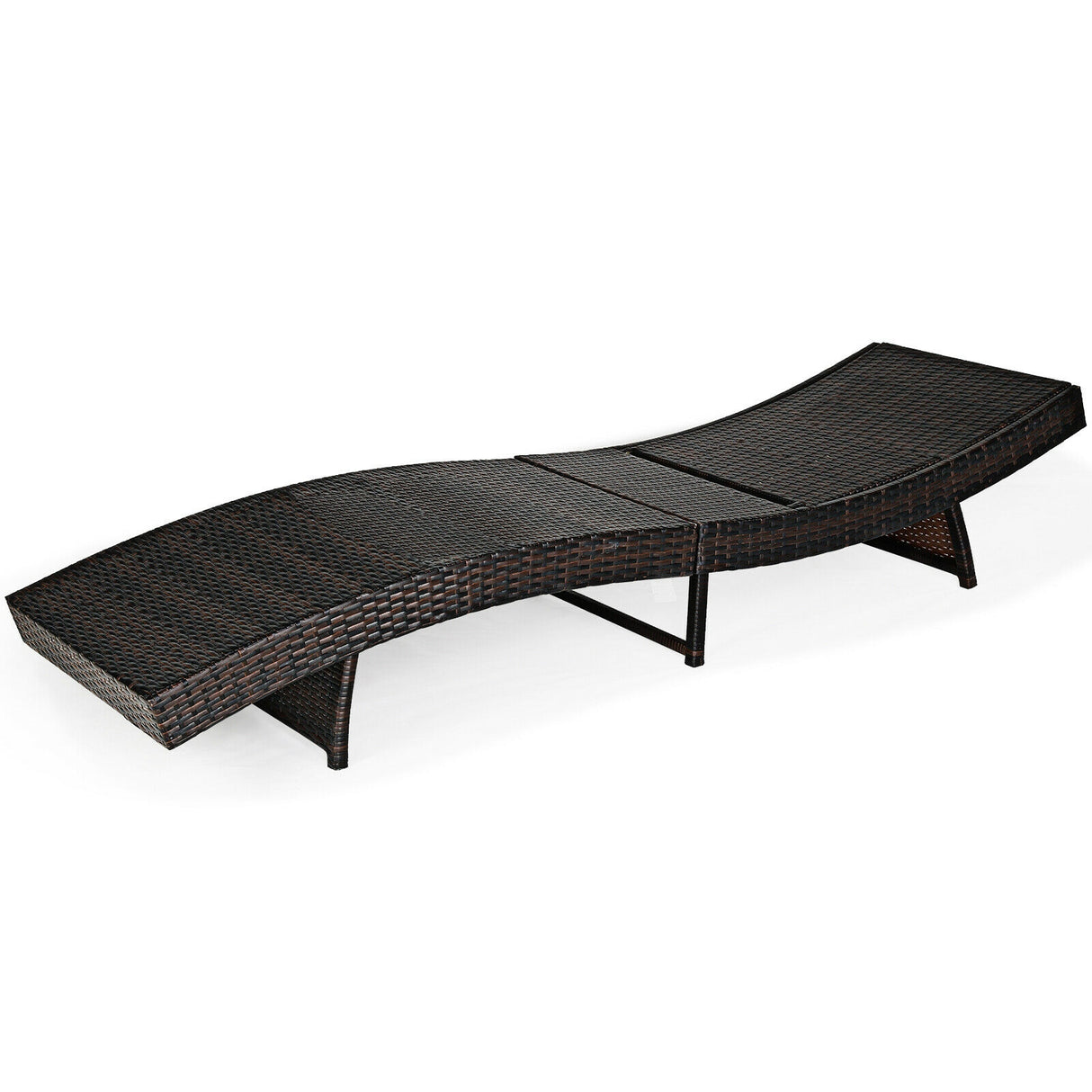 Patio Folding Chaise Lounge with 5 Adjustable Levels and Cushion-White