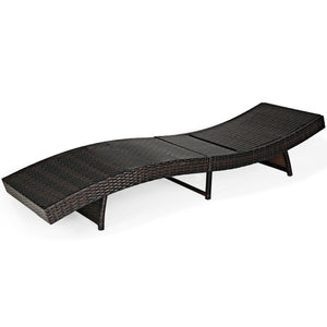 Patio Folding Chaise Lounge with 5 Adjustable Levels and Cushion-White