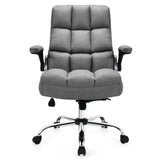 Adjustable Swivel Office Chair with High Back and Flip-up Arm for Home and Office-Beige