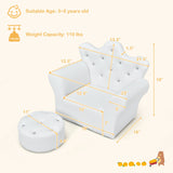 Pink Kids Sofa Armrest Couch with Ottoman-Pink