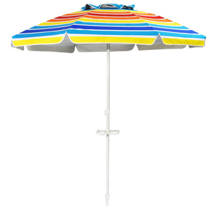 7.2 Feet Portable Outdoor Beach Umbrella with Sand Anchor and Tilt Mechanism-Navy