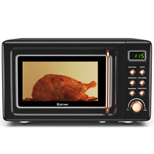 700W Retro Countertop Microwave Oven with 5 Micro Power and Auto Cooking Function-White