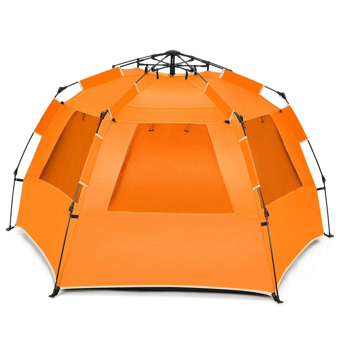 3-4 Person Easy Pop Up Beach Tent UPF 50+ Portable Sun Shelter-Orange