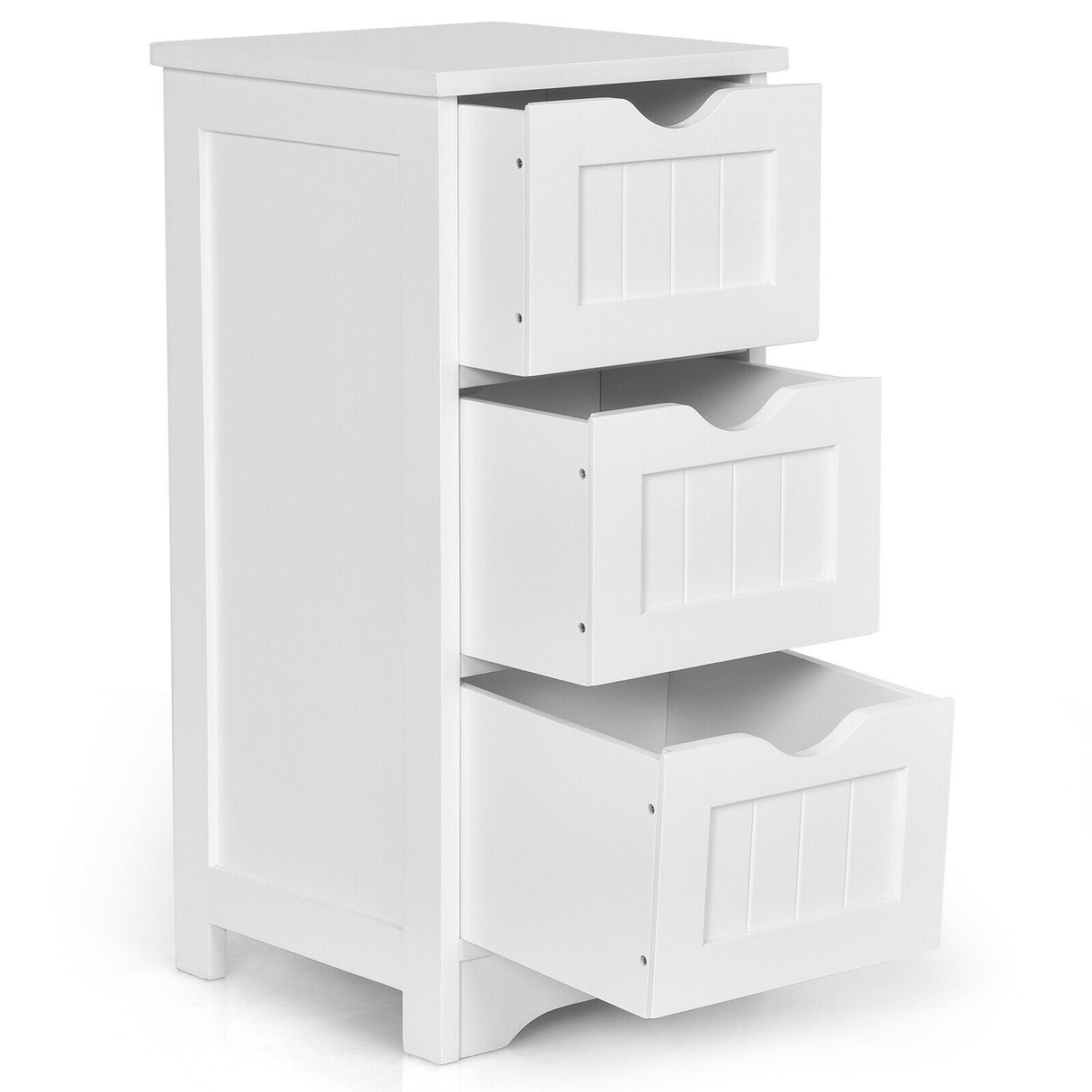 Bathroom Wooden Free Standing Storage Side Floor Cabinet Organizer-3-Tier.