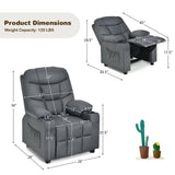 Kids Recliner Chair with Cup Holder and Footrest for Children-Blue