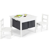 2-in-1 Kids Activity Table and 2 Chairs Set with Storage Building Block Table-Espresso