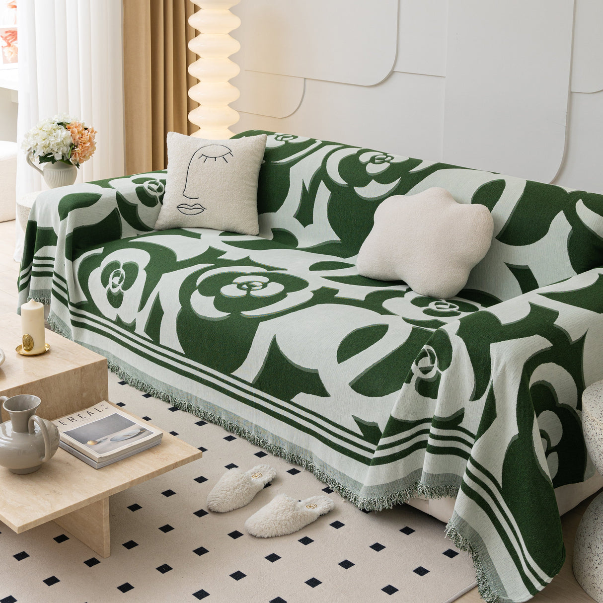 Chenille Sofa Cover Blanket, Couch Cover Blanket Throws for Couches Living Room Furniture Throw Covers