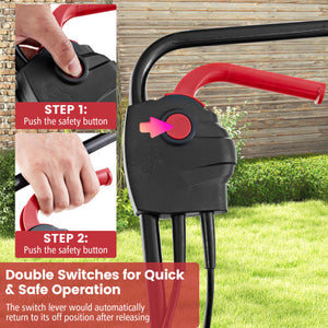 12-AMP 13.5 Inch Adjustable Electric Corded Lawn Mower with Collection Box-Red