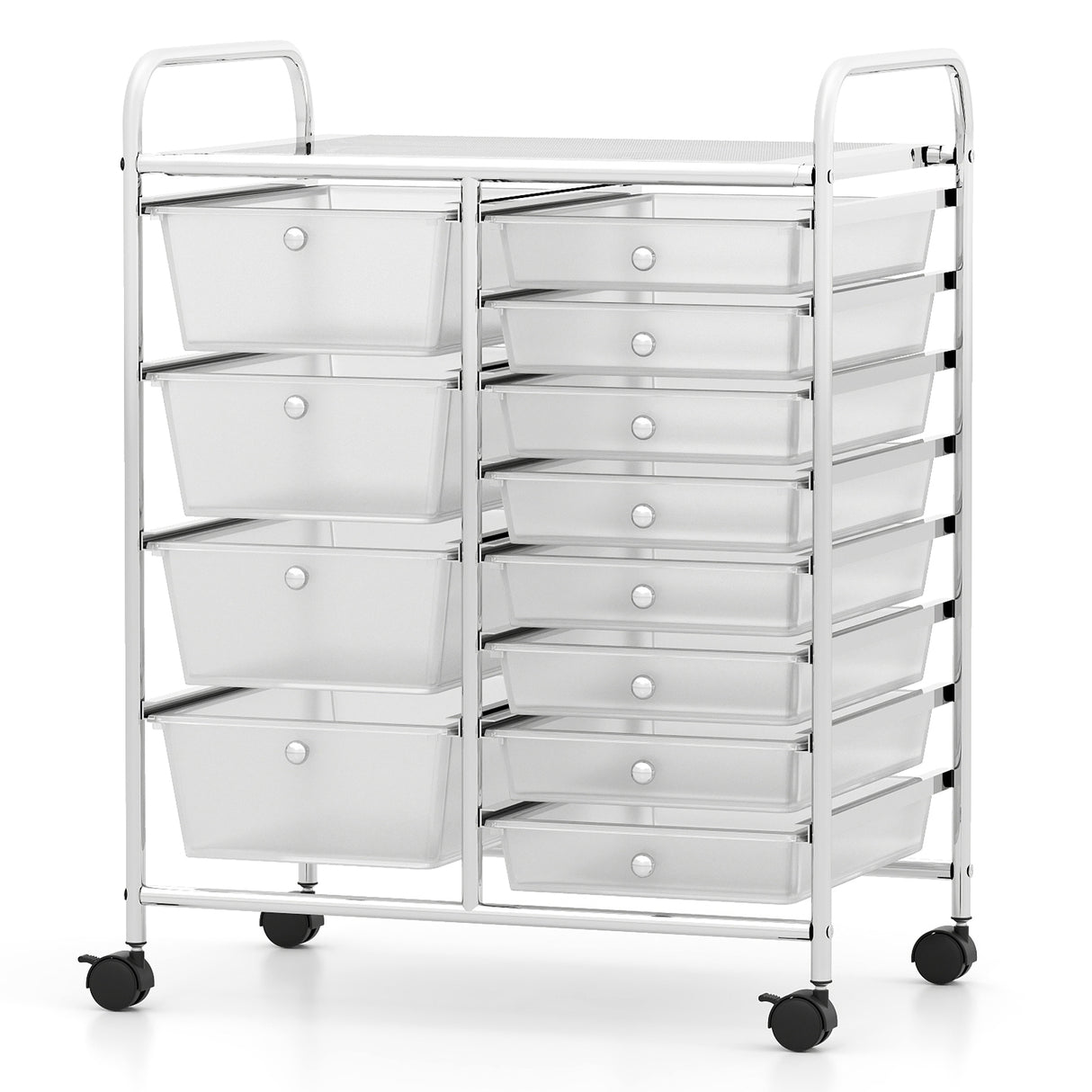 12-Drawer Utility Rolling Cart with Drawers Multi-Use Storage-Transparent