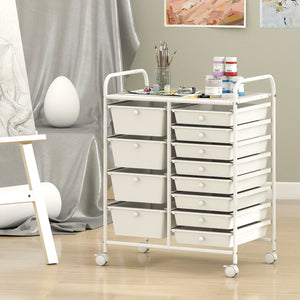 12-Drawer Utility Rolling Cart with Drawers Multi-Use Storage-White