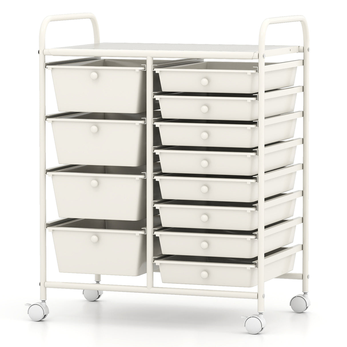 12-Drawer Utility Rolling Cart with Drawers Multi-Use Storage-White