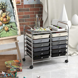 12 Drawers Rolling Storage Cart for Home and Office-Gradient Grey
