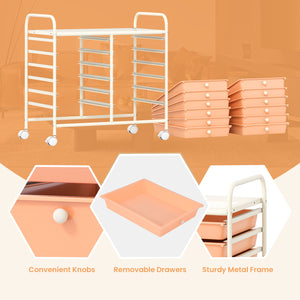 12 Drawers Rolling Storage Cart for Home and Office-Peach