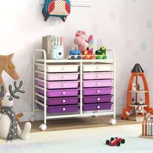 12 Drawers Rolling Storage Cart for Home and Office-Purple