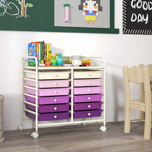 12 Drawers Rolling Storage Cart for Home and Office-Purple