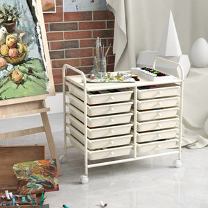 12 Drawers Rolling Storage Cart for Home and Office-White