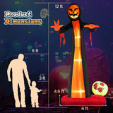 12 Feet Inflatable Grim Reaper Ghost with Built-in LED Lights and Scary Skull