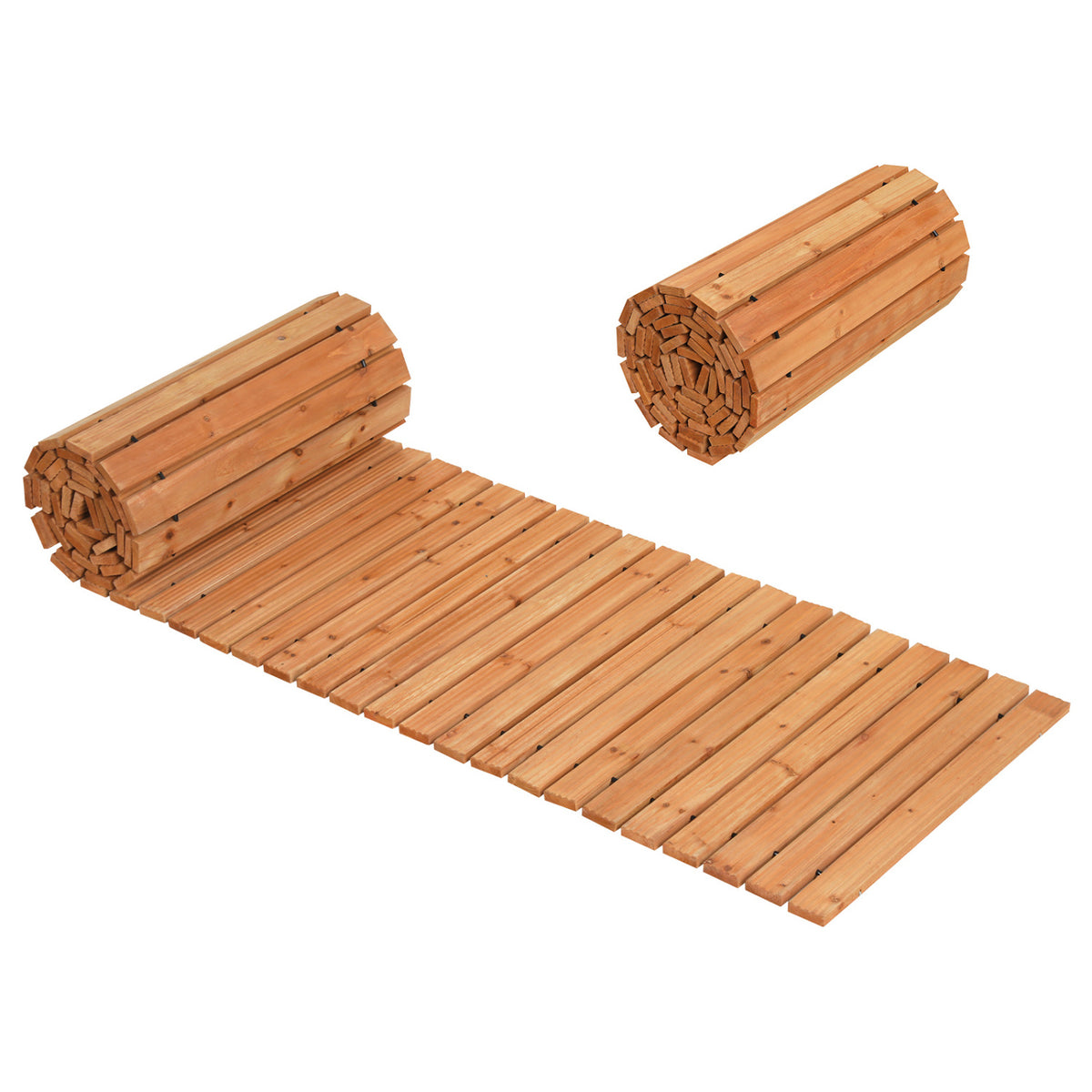 12 FT Wooden Garden Pathway 22 Inches Wide Outdoor Roll out Straight Walkway-Set of 2