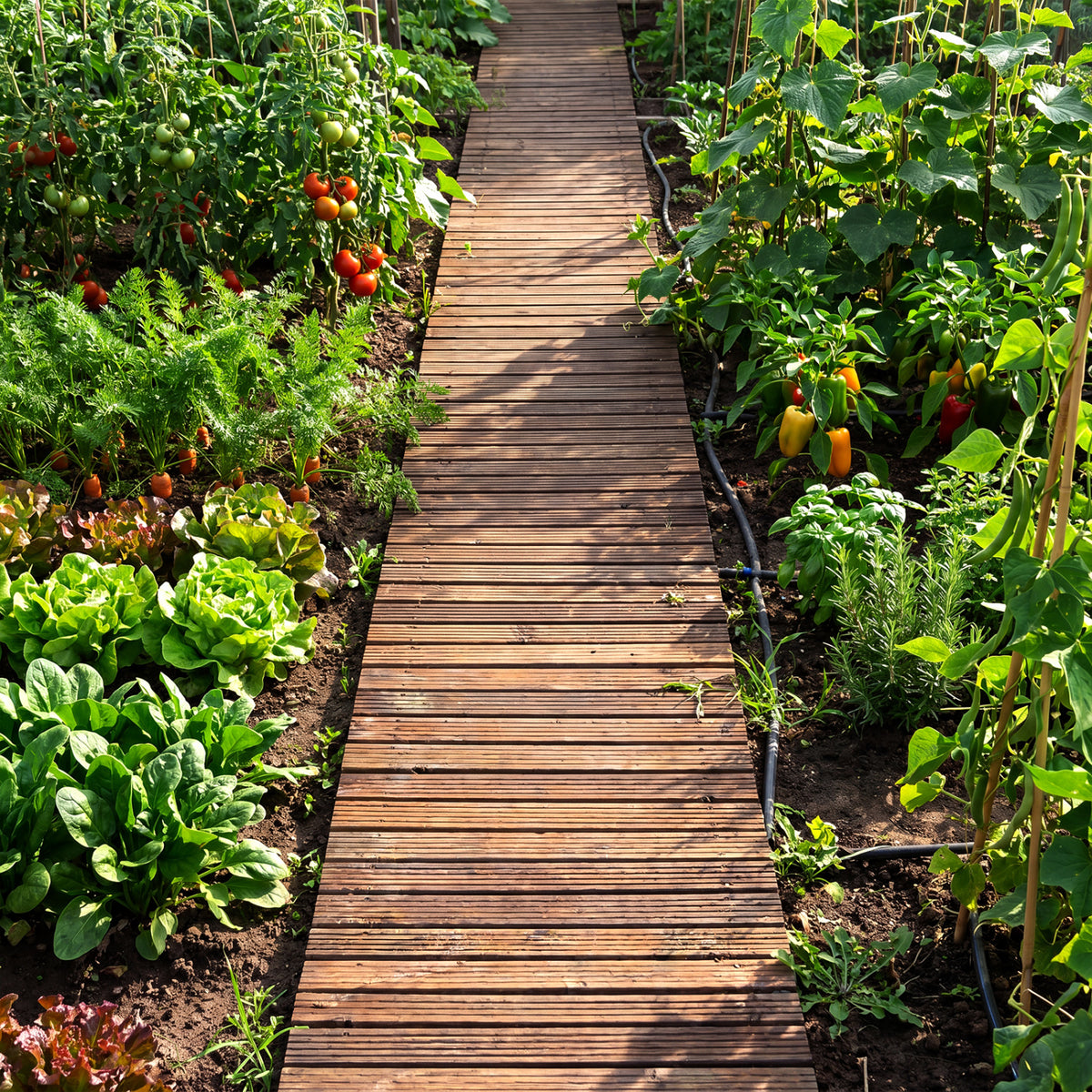 12 FT Wooden Garden Pathway 22 Inches Wide Outdoor Roll out Straight Walkway-Brown