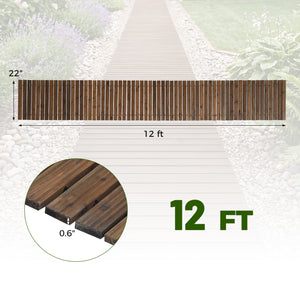 12 FT Wooden Garden Pathway 22 Inches Wide Outdoor Roll out Straight Walkway-Brown