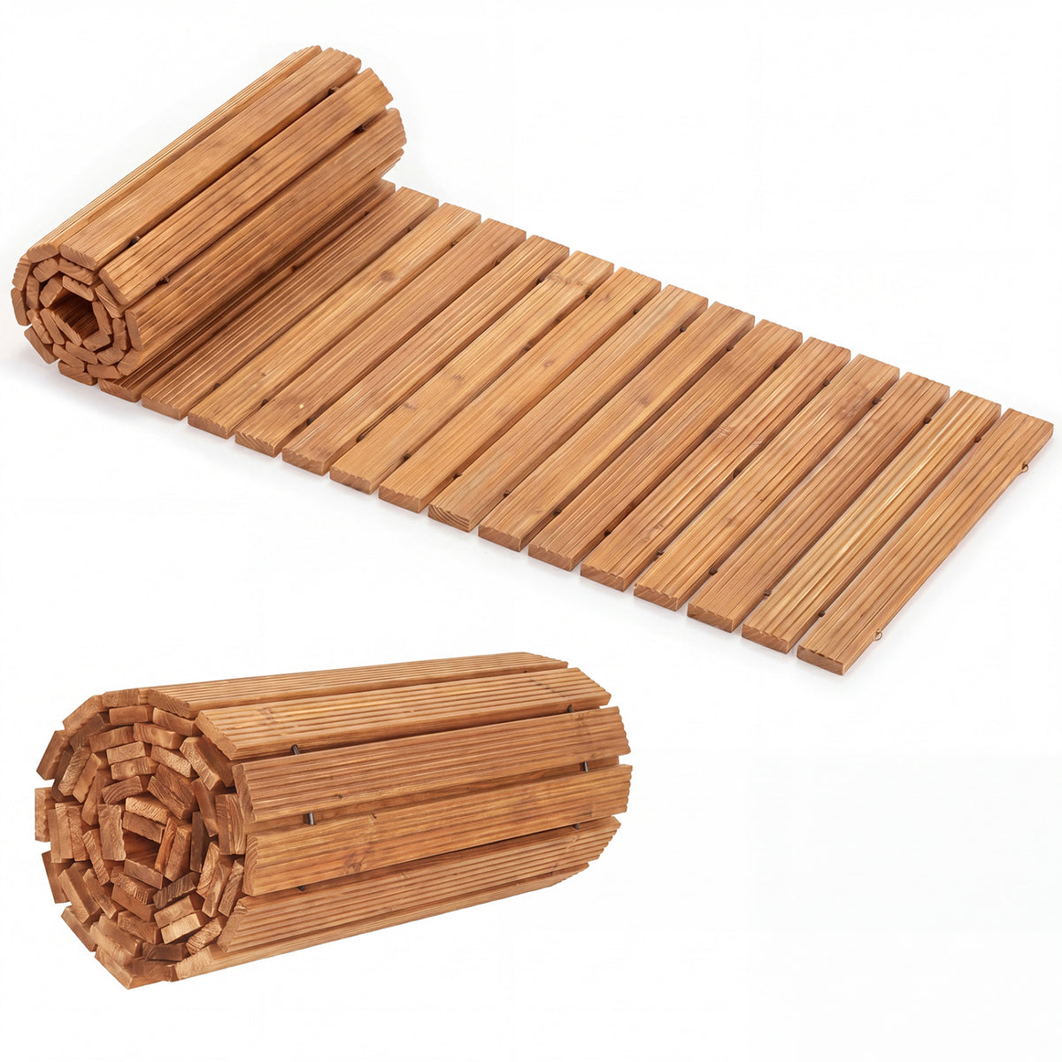 12 FT Wooden Garden Pathway 22 Inches Wide Outdoor Roll out Straight Walkway-1 Piece