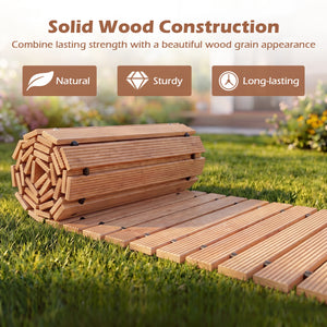 12 FT Wooden Garden Pathway 22 Inches Wide Outdoor Roll out Straight Walkway-1 Piece
