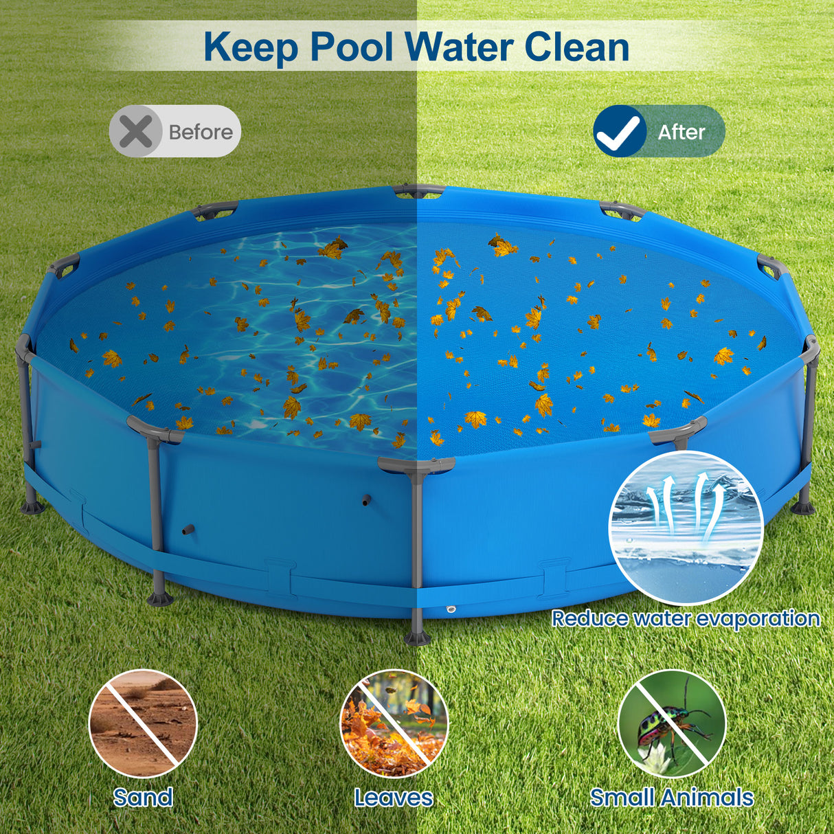 12 Feet Round Solar Pool Cover 12 Mil for In-Ground Above-Ground Swimming Pools