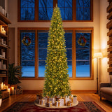 12 Feet Tall Pre-Lit Artificial Christmas Tree Outdoor Indoor Slim Pencil Tree with Lights