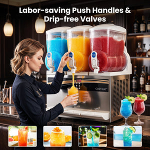 12 Gal Commercial Slushy Dispenser 4 Gal x 3 Triple Tanks Slushie Maker-Silver