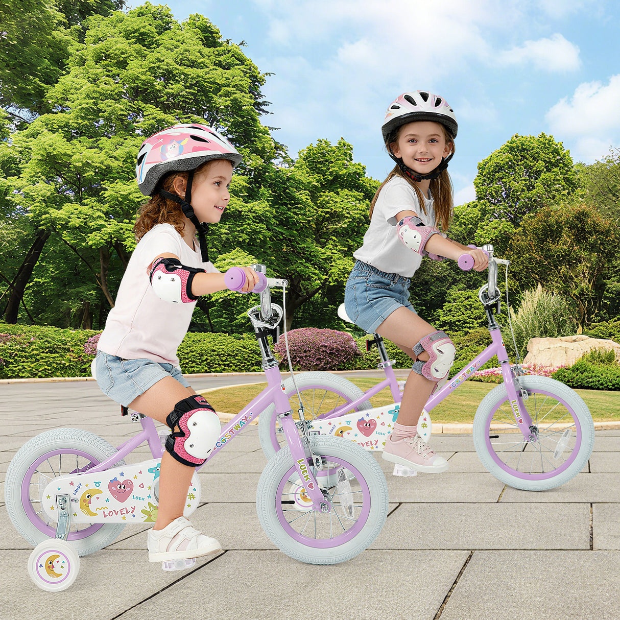 12 Inch Kids Bike Adjustable for 3-8 Years Old Children Purple - Stars & Moon