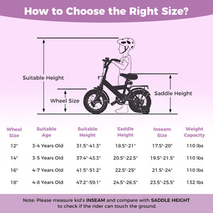 12 Inch Kids Bike Adjustable for 3-8 Years Old Children Purple - Stars & Moon