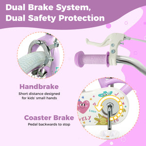 12 Inch Kids Bike Adjustable for 3-8 Years Old Children Purple - Stars & Moon