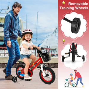 12 Inch Kids Bike Children Bicycle with Training Wheels for 3-4 Years Old-Red