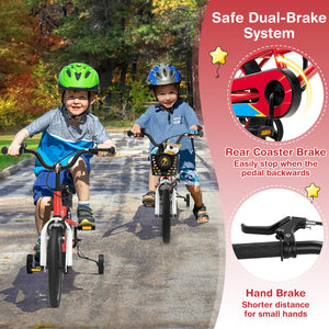 12 Inch Kids Bike Children Bicycle with Training Wheels for 3-4 Years Old-Red