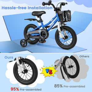 12 Inch Kids Bike Children Bicycle with Training Wheels for 3-4 Years Old-Navy