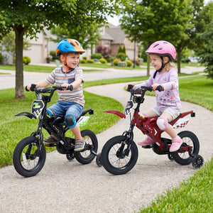 12 Inch Kids Bike Motorcycle-Inspired for Boy Girl Ages 3-4 Years-Black