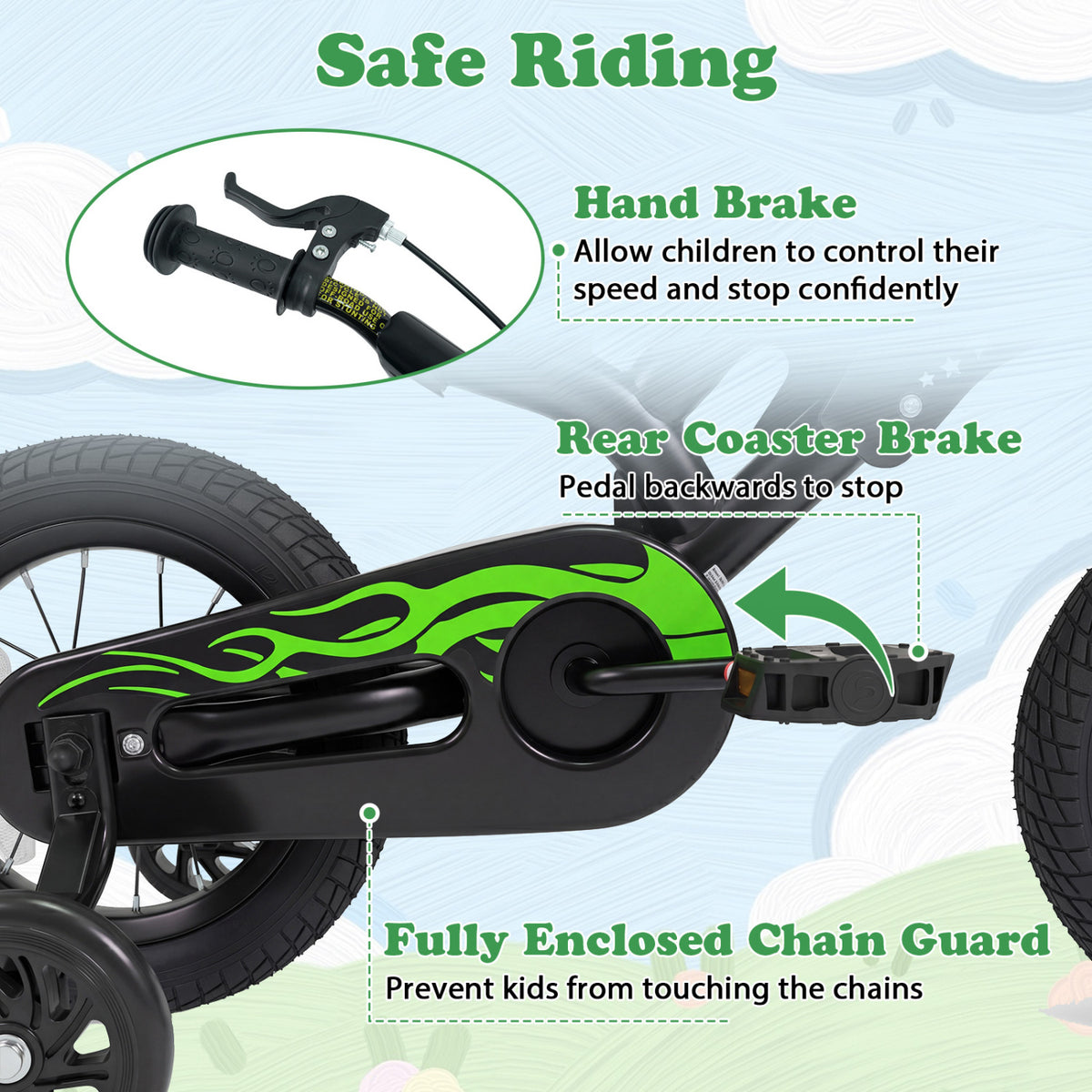 12 Inch Kids Bike Motorcycle-Inspired for Boy Girl Ages 3-4 Years-Black