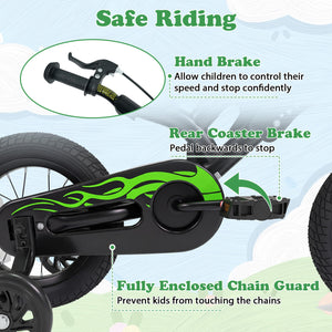 12 Inch Kids Bike Motorcycle-Inspired for Boy Girl Ages 3-4 Years-Black