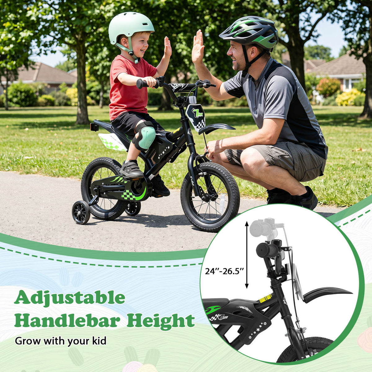 12 Inch Kids Bike Motorcycle-Inspired for Boy Girl Ages 3-4 Years-Black